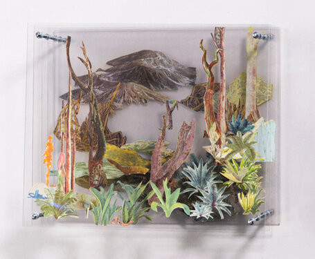 2017 - paper collage on acrylic glas, steel - 27 x 32 cm
