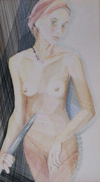 2008 - yarn and watercolor on organza - 50 x 30 cm