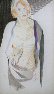 2008 - yarn and watercolor on organza - 50 x 30 cm