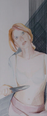 2008 - yarn and watercolor on organza - 62,5 x 27,5 cm