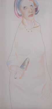 2008 - yarn and watercolor on organza - 100 x 50 cm