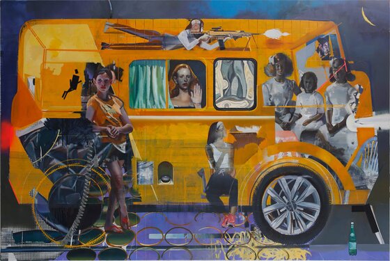 2026 - oil and acrylic, tape on canvas - 200 x 300 cm