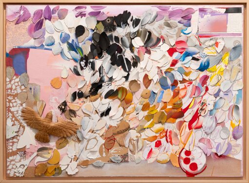 2024-25 - Mixed media: cut cardboard, acrylic on printed cotton paper, framed - 65 x 90 cm