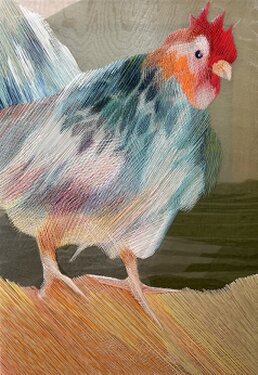 2004/18/24 - yarn and paper on organza - 65 x 45 cm