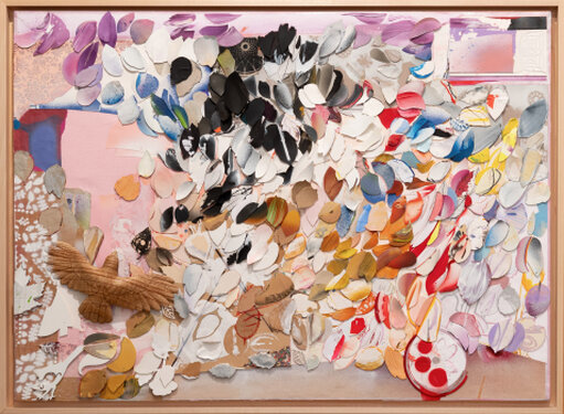 2024-25 - Mixed media: cut cardboard, acrylic on printed cotton paper, framed - 65 x 90 cm