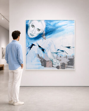 2013 - yarn and textile print on organza - 160 x 160 cm