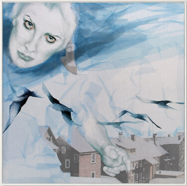 2013 - yarn and textile print on organza - 160 x 160 cm
