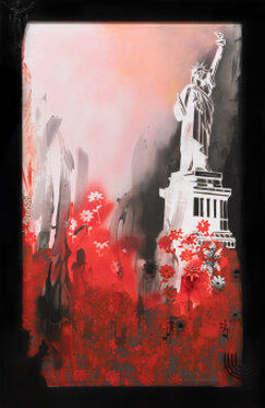 2025/26 - Assembly: painted wooden parts, printed paper, printed cardboard, acrylic on cardboard, frame part of the picture - 174 x 113 cm