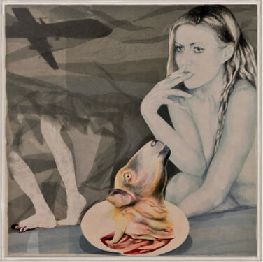 2013/19 - yarn and paper on organza - 160 x 160 cm
