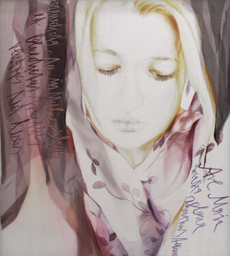 2014 - yarn on organza - 110 x 125 cm