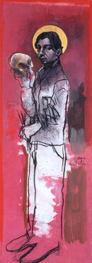 2000 - acrylic and gold on canvas - 200 x 70 cm 