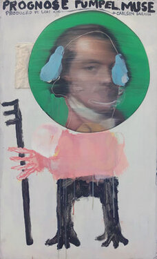 2022 - oil, acrylic, fabrics, wood and canvas - 98 x 59 cm