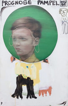 2022 - oil, acrylic, fabrics, wood and canvas - 109 x 70 cm