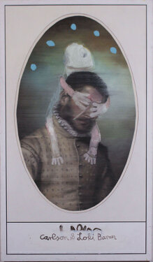 2020 - oil, acrylic, ink on cotton and wood - 185 x 108 x 6 cm