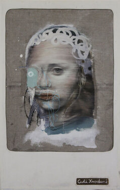 2020 - oil, acrylic, ink on canvas and wood - 86 x 55 x 3,5 cm