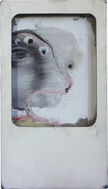 2018 - oil, canvas, acrylic, wood, glass and pecil - 68 x 38 x 5 cm