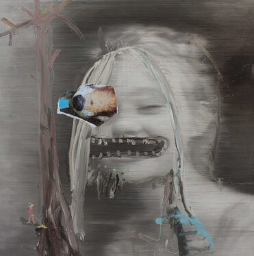 2014 - oil and paper on canvas - 133 x 133 cm