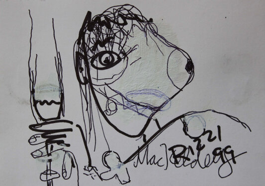 2014 -  pen, marker and acrylic on print - 10,5 x 14,8 cm