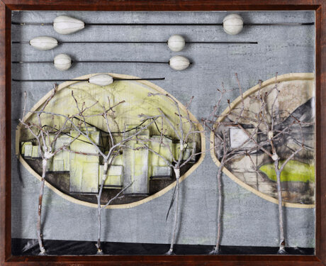 2016 - papercut, mixed media in cabinet - 42 x 51 x 6 cm