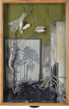 2014 - papercut, mixed media in cabinet - 49,5 x 32,5 x 6 cm