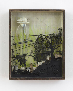2014 - papercut, mixed media in cabinet - 50 x 40 x 6 cm