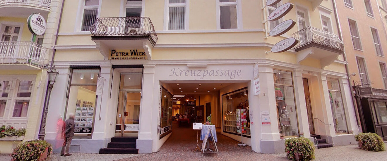 It shows the front of the building where our gallery is located.